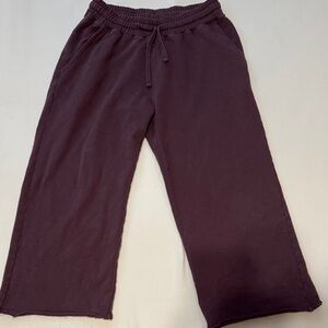 Women’s  plum Purple capri sweat Pants by Pact Large